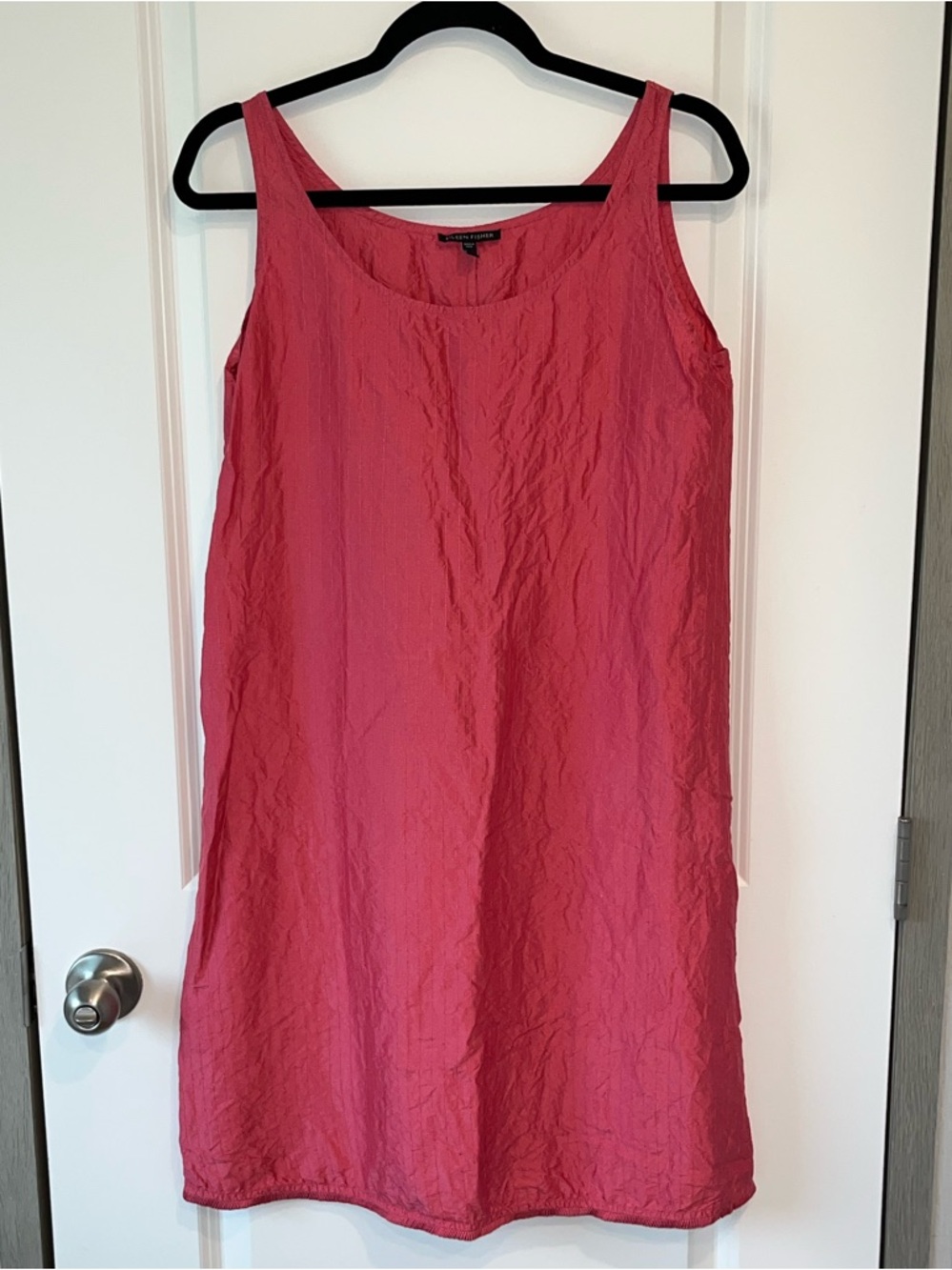 EILEEN FISHER Romantic Small Textured Silk Sleeveless Knee Length Dress